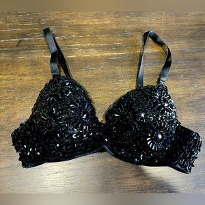 Black Beaded and Sequined Bra